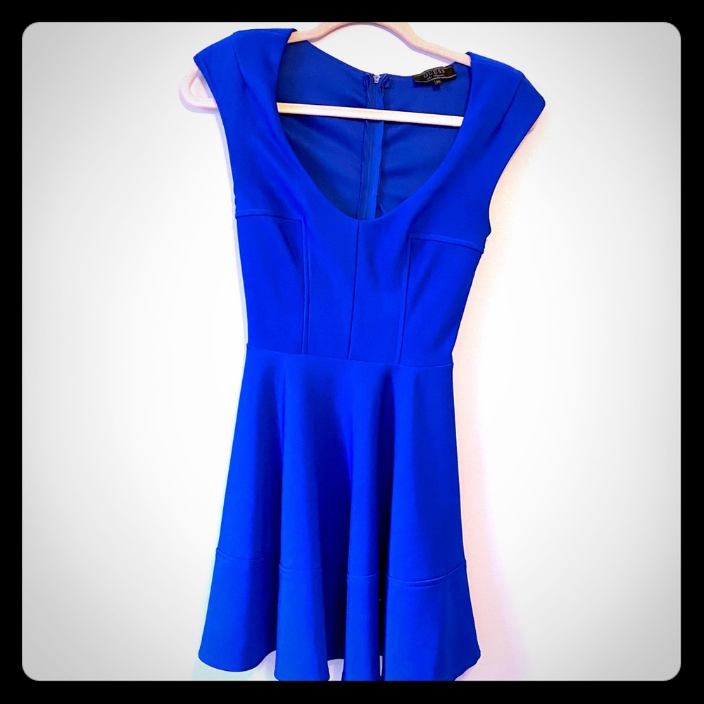 Blue fit and flare dress